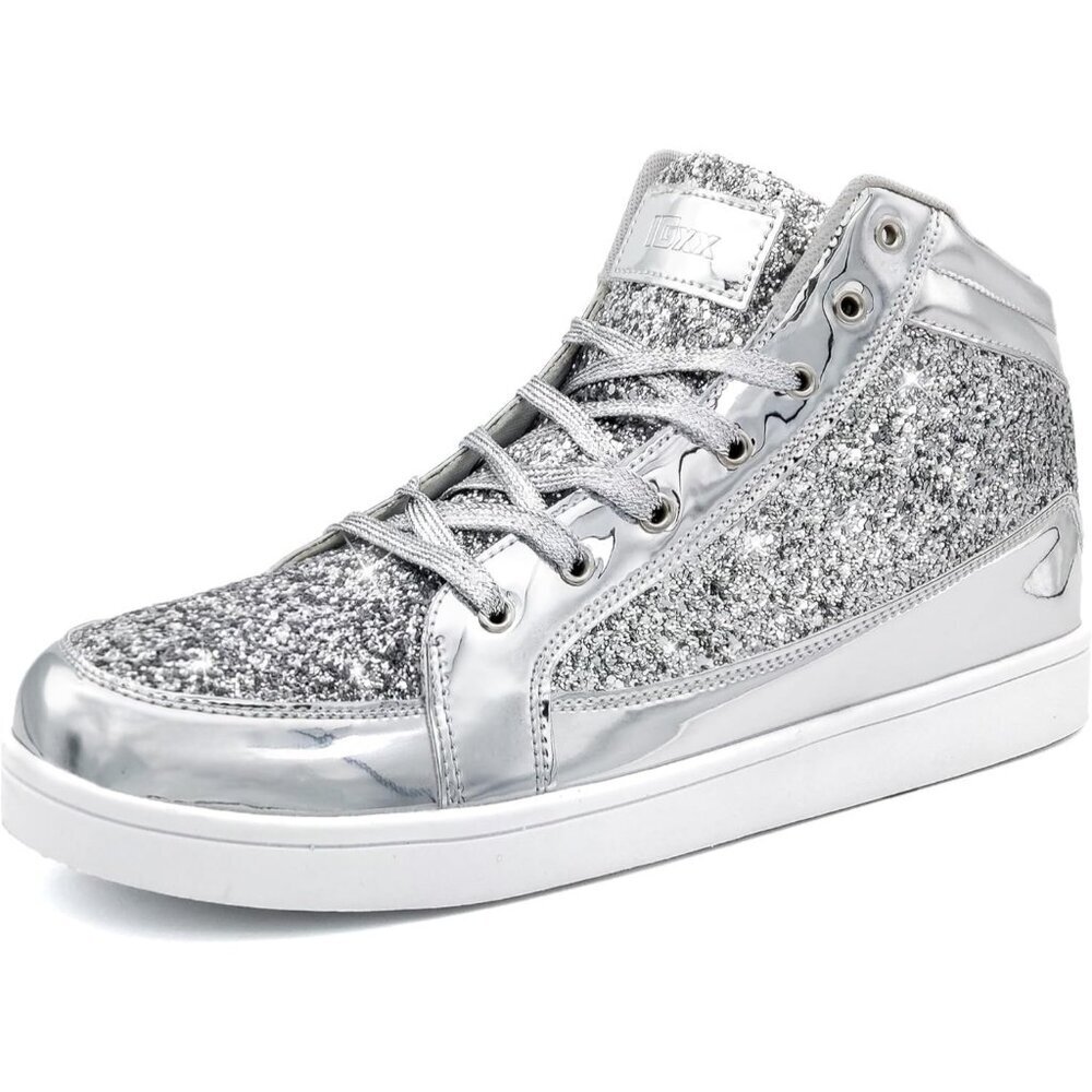 Igxx Men Silver High Top Bling Glitter Party Disco Retro Metallic Gold Sneakers